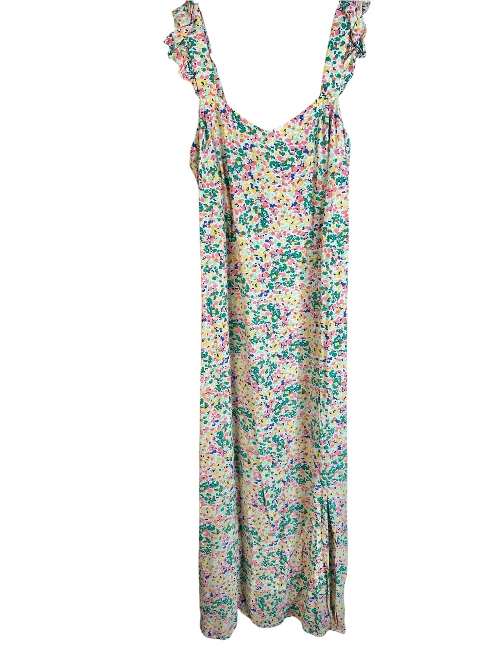 LOFT Pink Green Yellow Floral Cottagecore Summer Spring Vacation Maxi Dress Sz 4 - Picture 2 of 7